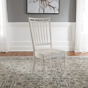 Liberty Furniture Magnolia Manor Wood Spindle Back Side Chair, Antique White & Weathered Bark (Set of 2)