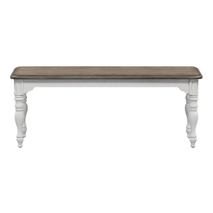 Liberty Furniture Magnolia Manor Wood Dining Bench, Antique White & Weathered Bark