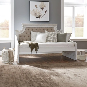 Liberty Furniture Magnolia Manor Tufted Chenille/Wood Twin Size Daybed without Trundle, Antique White & Taupe