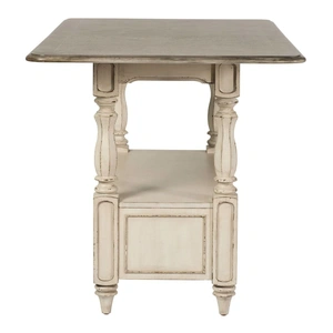 Liberty Furniture Magnolia Manor Rectangular Wood Gathering Table w/Drawer, Antique White & Weathered Bark
