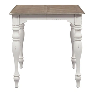 Liberty Furniture Magnolia Manor Square Wood Extendable Gathering Table, Antique White & Weathered Bark
