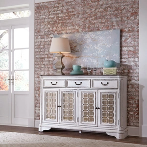 Liberty Furniture Magnolia Manor Farmhouse Dining Set | Antique White & Wood, Antique White & Weathered Bark
