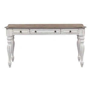 Liberty Furniture Magnolia Manor Rectangular Wood Writing Desk w/3 Drawers, Antique White & Weathered Bark