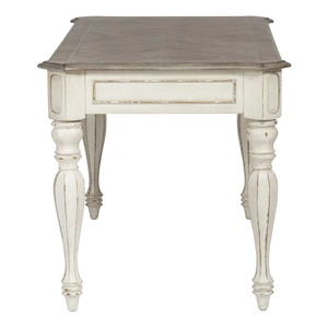 Liberty Furniture Magnolia Manor Rectangular Wood Writing Desk w/3 Drawers, Antique White & Weathered Bark