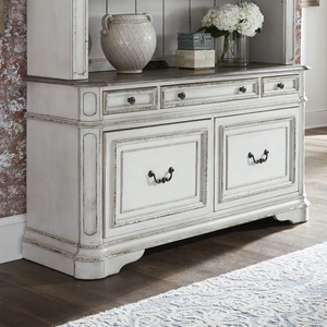 Liberty Furniture Magnolia Manor Wood Credenza w/5 Drawers, Antique White & Weathered Bark