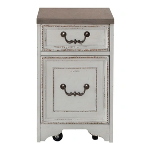 Liberty Furniture Magnolia Manor Wood Mobile File Cabinet w/2 Drawers, Antique White & Weathered Bark