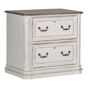 Liberty Furniture Magnolia Manor Wood 2-Drawer Jr Executive Media Lateral File Cabinet, Antique White/Weathered Bark