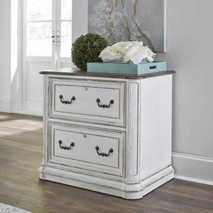 Liberty Furniture Magnolia Manor Wood 2-Drawer Jr Executive Media Lateral File Cabinet, Antique White/Weathered Bark