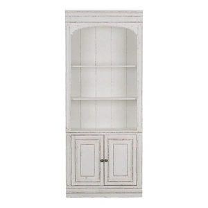Liberty Furniture Magnolia Manor Wood Bunching Bookcase w/2 Doors, Antique White & Weathered Bark