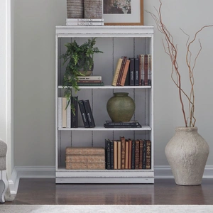 Liberty Furniture Magnolia Manor Wood 48-Inch Bookcase, Antique White & Weathered Bark