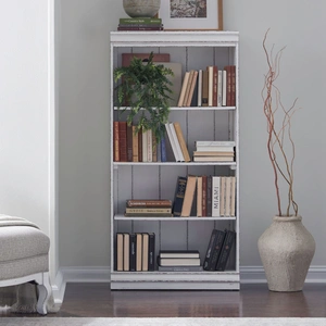 Liberty Furniture Magnolia Manor Wood 60-Inch Bookcase, Antique White & Weathered Bark