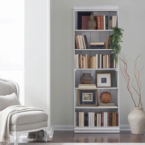 Liberty Furniture Magnolia Manor Wood 84-Inch Bookcase, Antique White & Weathered Bark