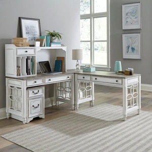 Liberty Furniture Magnolia Manor Antique White L-Shaped Desk Set | Liberty, Antique White & Weathered Bark