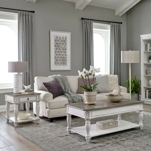 Liberty Furniture Magnolia Manor Antique White Cocktail Table Set | 3-Pc