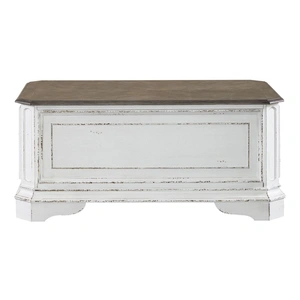 Liberty Furniture Magnolia Manor Wood Storage Trunk, Antique White & Weathered Bark