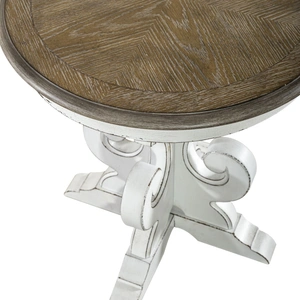 Liberty Furniture Magnolia Manor Oversized Square Cocktail Set | Antique White, Antique White & Weathered Bark