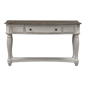 Liberty Furniture Magnolia Manor Oversized Square Cocktail Set | Antique White, Antique White & Weathered Bark