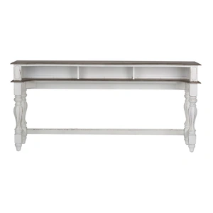 Liberty Furniture Magnolia Manor Rectangular Wood Console Bar Table, Antique White & Weathered Bark