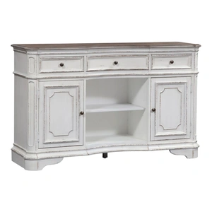Liberty Furniture Magnolia Manor Extendable Dining Set | Antique White & Wood, Antique White & Weathered Bark