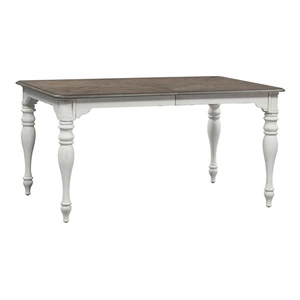 Liberty Furniture Magnolia Manor Extendable Dining Set | Antique White & Wood, Antique White & Weathered Bark