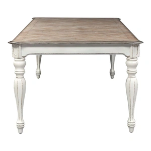Liberty Furniture Magnolia Manor 108-Inch Rectangular Wood Extendable Dining Table, Antique White & Weathered Bark