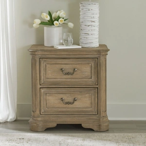 Liberty Furniture Magnolia Manor Wood Nightstand w/2 Drawers, Weathered Bisque
