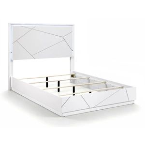 Homelegance Orlo Wood Panel Bed with LED Lighting, High Gloss White