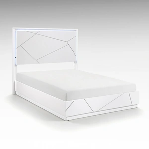 Homelegance Orlo Wood Panel Bed with LED Lighting, High Gloss White