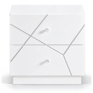 Homelegance Orlo Wood 2-Drawer LED Lighting Night Stand, High Gloss White