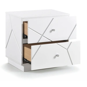 Homelegance Orlo Wood 2-Drawer LED Lighting Night Stand, High Gloss White