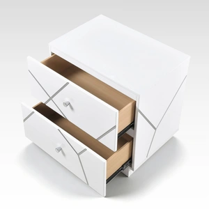 Homelegance Orlo Wood 2-Drawer LED Lighting Night Stand, High Gloss White