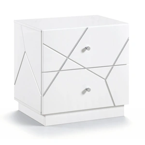 Homelegance Orlo Wood 2-Drawer LED Lighting Night Stand, High Gloss White