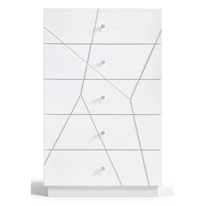 Homelegance Orlo Wood 5-Drawer Chest, High Gloss White