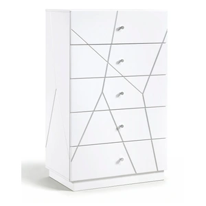 Homelegance Orlo Wood 5-Drawer Chest, High Gloss White