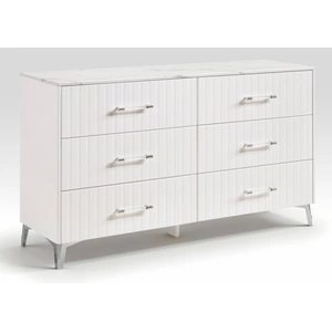 Homelegance Ripple Faux Marble/Wood 6-Drawer Double Dresser, High Gloss White