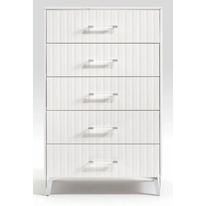 Homelegance Ripple Faux Marble/Wood 5-Drawer Chest, High Gloss White