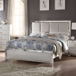 ACME Voeville II PU Panel Bed, Queen Size, Platinum
