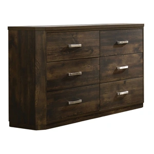ACME Elettra Wood Double Dresser w/6 Drawers, Rustic Walnut