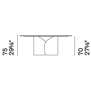 Calligaris Twins W98.4-inch Ceramic/Metal Customizable Rectangular Dining Table