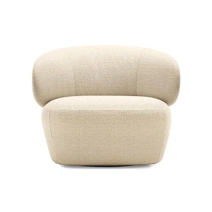 Calligaris Mara Plush/Wood Armchair w/Swivel Base, Cream/Canaletto Walnut