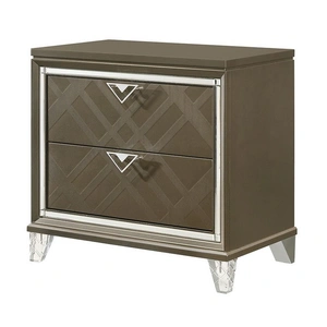 ACME Skylar Wood Nightstand w/2 Drawers, Dark Champagne