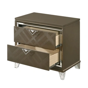 ACME Skylar Wood Nightstand w/2 Drawers, Dark Champagne