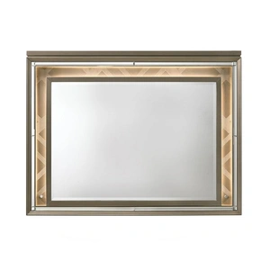 ACME Skylar Wood Mirror w/LED Lighting, Dark Champagne