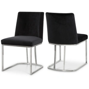 Meridian Furniture Heidi Velvet Dining Chair with Polished Metal Frame (Set of 2)