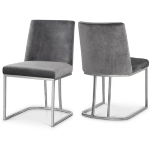 Meridian Furniture Heidi Velvet Dining Chair with Polished Metal Frame (Set of 2)