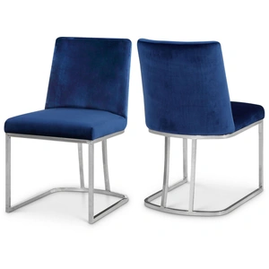 Meridian Furniture Heidi Velvet Dining Chair with Polished Metal Frame (Set of 2)
