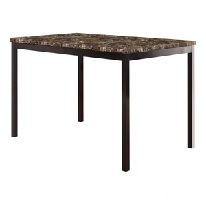 Homelegance Tempe Classic Rectangular Faux Marble/Metal Dining Table, Dark Brown/Black