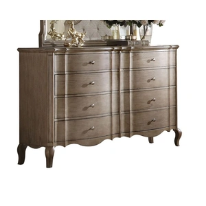 ACME Chelmsford Fabric Panel Bedroom Set, Beige & Antique Taupe