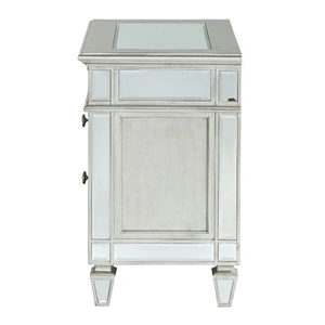 ACME Varian Wood/Mirror Nightstand w/2 Drawers, Silver