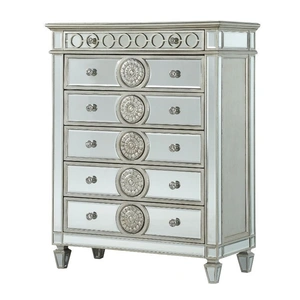 ACME Varian Wood/Mirror Chest w/6 Drawers, Silver